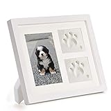 Pfotenabdruck Set Hund und Katze,Holz Bilderrahmen,3D Gipsabdruck - Andenkenbox, Wanddekoration für
