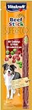 Vitakraft Beef Stick Superfood, Fleischsticks mit Superfoods, zum Belohnen und Verwöhnen, Hundesnack, mit Erbse, mit Cranberry (1x 25g)