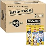 Pedigree DentaStix Daily Oral Care Zahnpflegesnack für große Hunde – Hundeleckerli mit Huhn- & Rindgeschmack für jeden Tag – 1 x 112 Stück
