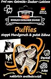 QCHEFS Puffies: Gegen Mundgeruch & Plaque & Zahnstein durch natürlich antibakterielle Zahnreinigung mit getreidefreiem Zahnpflege- Snack/Leckerli für Hunde